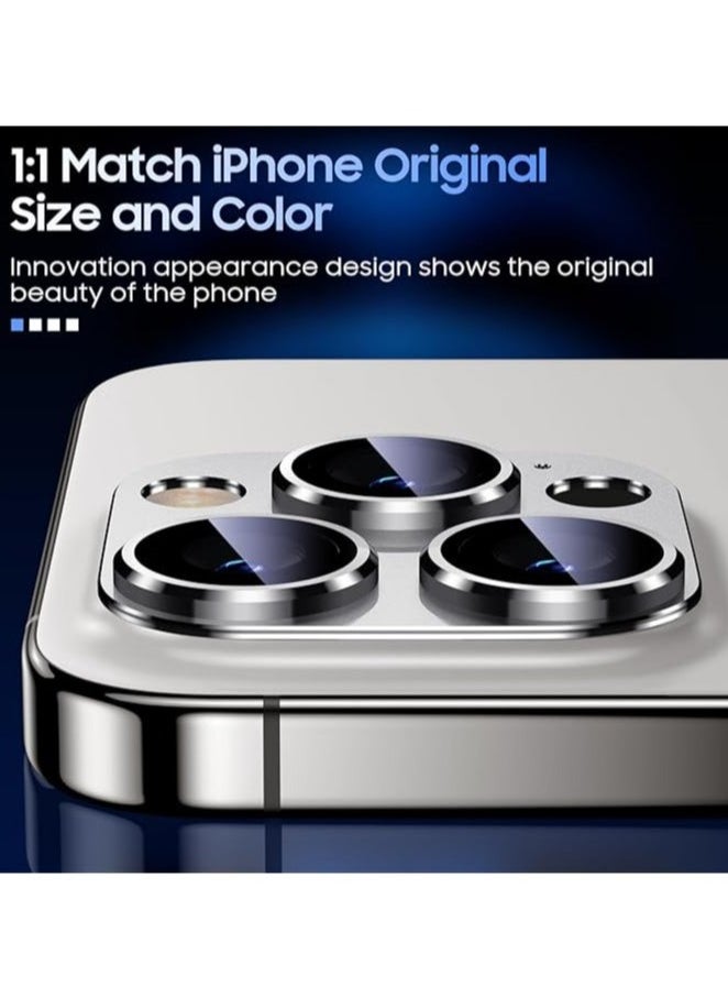 Generic - For iPhone 16 Pro/iPhone 16 Pro Max Camera Lens Protector [Drop Protection] [Full Coverage] [3D Metal] [Case Friendly] Tempered Glass Camera Cover for iPhone 16 Pro Max—Titanium Sliver - Image 1