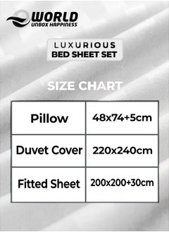 Eworld 4-Piece Luxury King Size White Striped Bedding Set Includes 1 Duvet Cover (220x240cm), 1 Fitted Bed Sheet (200x200+30cm), and 2 Pillow Cases (48x74+5cm) for Ultimate Hotel-Inspired Sophistication  - Image 2