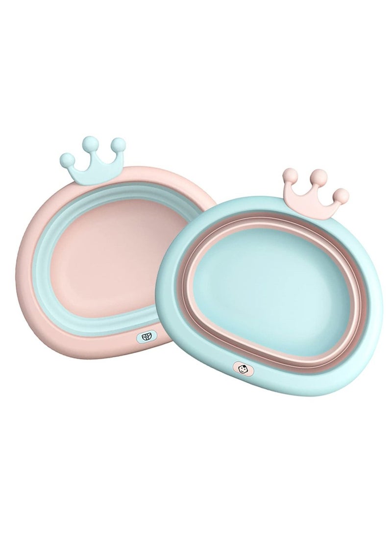 Pack of 2 Mini Collapsible Baby Wash Basins, Foldable and Portable for Camping Traveling, Lightweight Washbasins Shampooing Washing, Ideal Newborns, Babies, Kids