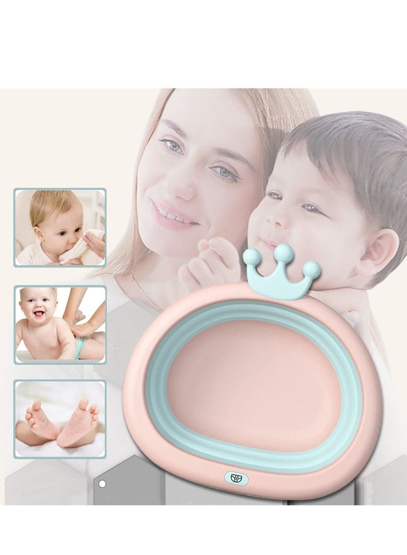 Pack of 2 Mini Collapsible Baby Wash Basins, Foldable and Portable for Camping Traveling, Lightweight Washbasins Shampooing Washing, Ideal Newborns, Babies, Kids