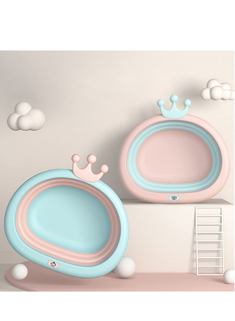 Pack of 2 Mini Collapsible Baby Wash Basins, Foldable and Portable for Camping Traveling, Lightweight Washbasins Shampooing Washing, Ideal Newborns, Babies, Kids