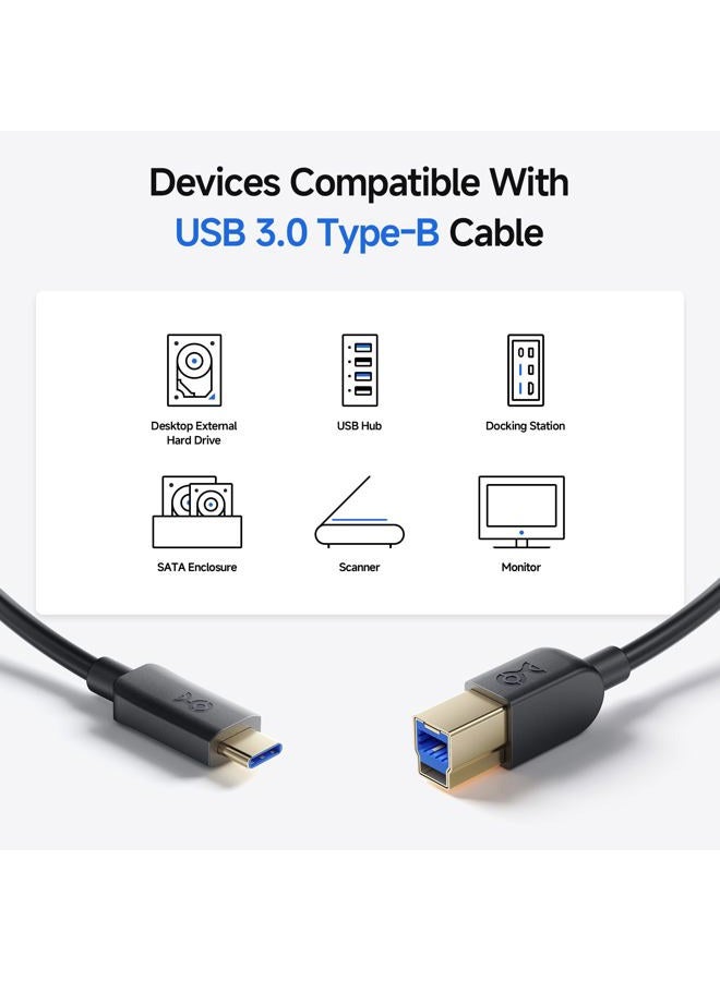 Cable Matters USB C to USB B 3.0 Cable - 3.3ft, USBC to USB-Type B 3.0 Cable, USB-B to USB-C, Black - Image 4
