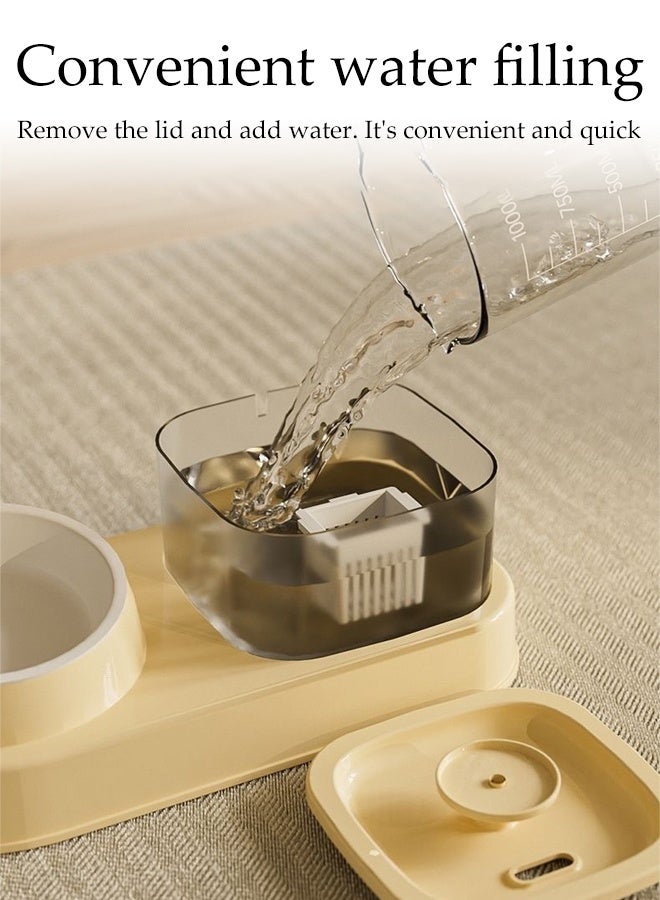 DUNISO 2 in 1 Multifunctional Pet Food Feeder Cat Food and Water Dispenser Set Non-Slip Pet Bowl Water Dispenser 1L Automatic Drinking Fountain with Super Silent Pump and Activated Carbon Filter Fountain Water Bowl - Image 3