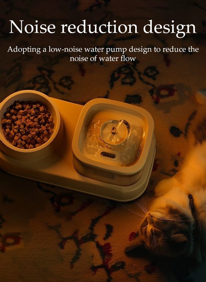 DUNISO 2 in 1 Multifunctional Pet Food Feeder Cat Food and Water Dispenser Set Non-Slip Pet Bowl Water Dispenser 1L Automatic Drinking Fountain with Super Silent Pump and Activated Carbon Filter Fountain Water Bowl - Image 2