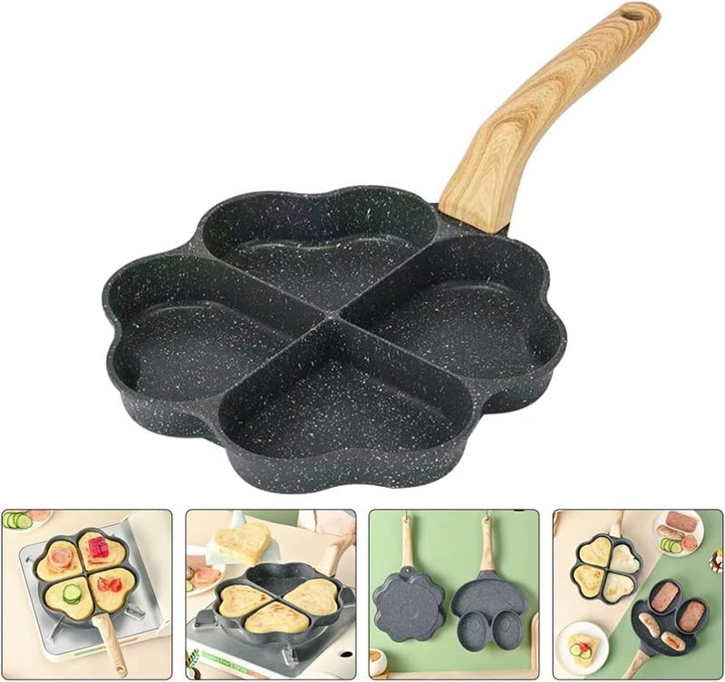AR Mall Egg Frying Pan 4Cup NonStick Heart Omelette Pan Mini Pancake Pan Aluminum Alloy Egg Cooker Pan Small Egg Skillet Breakfast Heating for Stove Top Gas - Image 2
