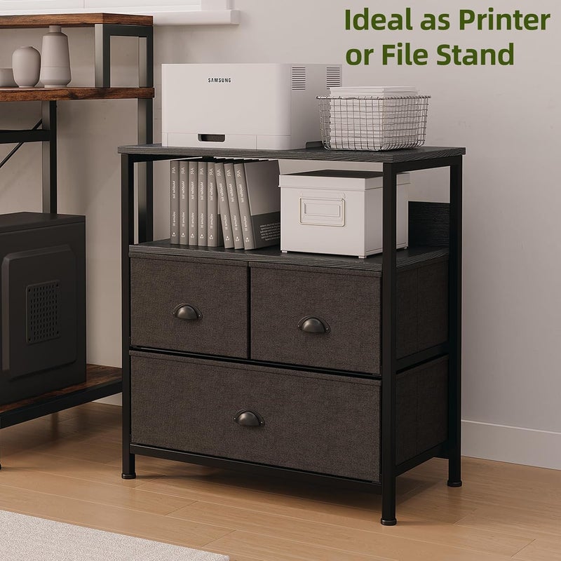 SKY-TOUCH وحدة تخزين خزانة جانبية من القماش 3 أدراج مع رفوف للمنزل، غرفة المعيشة، غرفة النوم، المدخل، أثاث المنزل، أسود، 22.8 * 11.4 * 24.8 بوصة - Image 5