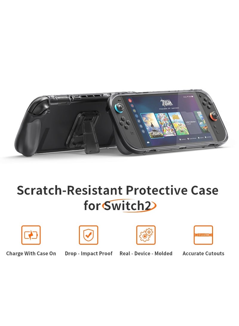 For Nintendo Switch 2  Console Upgrade Protective TPU case Shell Cover WITH/ Kickstand Anti-slip Grip Black - Image 4