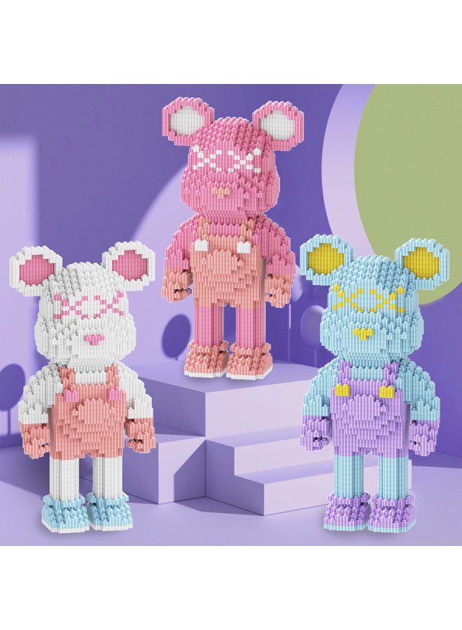 Compatible With Lego Building Blocks Micro-Assembled Small Particle Educational Toys High Difficulty Assembled Building Blocks Bear China Building Blocks Big-Color:Rainbow Building Block Bear (large) + Free Hammer