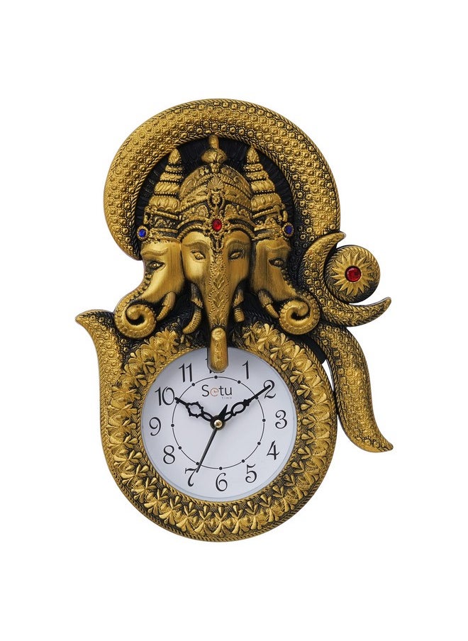 Webelkart Webelkart Designer Stones Ganesha Inside Om Plastic Wall Clock for Home/Living Room/Bedroom/Kitchen| Wall Clock for Office (Ganesha Inside Om)- Copper - Wall Watch for Home  - Image 1