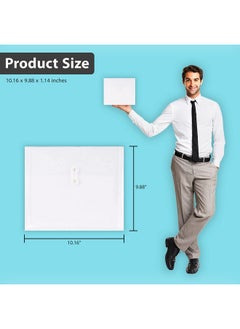 1InTheOffice Poly Envelopes Button & String Closure Expanding Wallet Letter Size Clear 10/Pack  - Image 5
