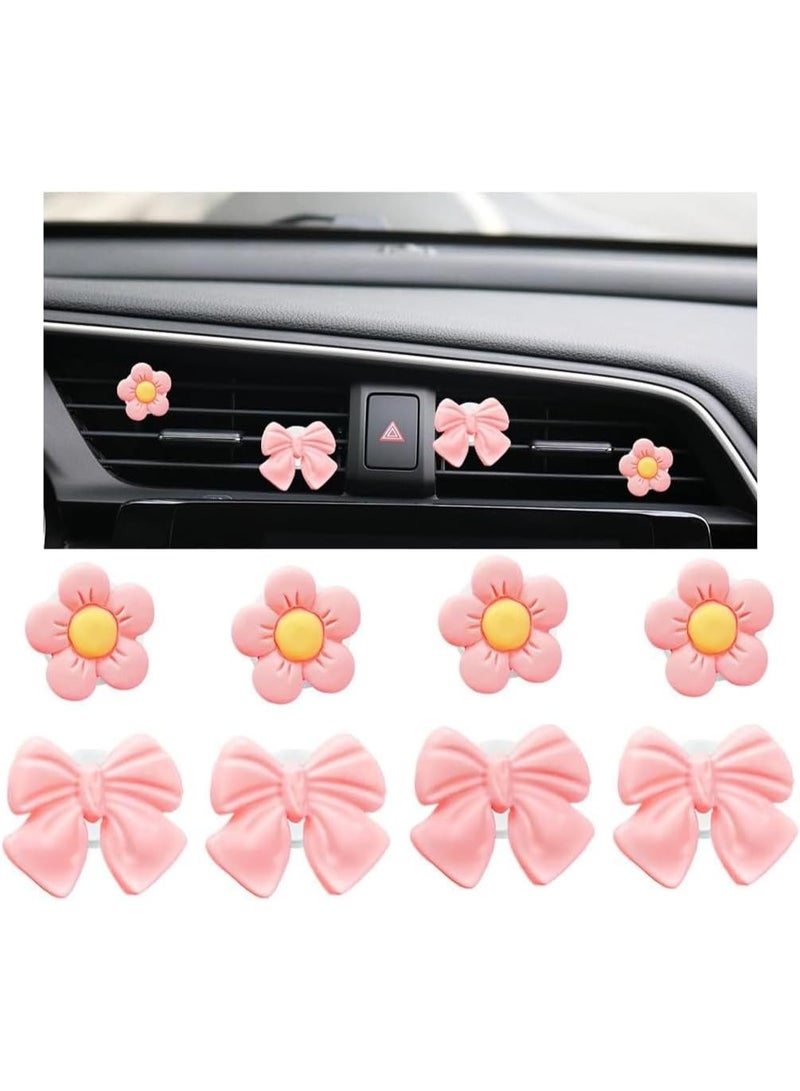 YelaJoy 4 PCS Car Air Vent Clips, Cute Bow & Sunflower Vehicle Vent Decorations Charm, Aesthetic Automotive Interior Outlet Ornament Accessories, Universal for SUV Sedan Truck (Pink) - Image 3