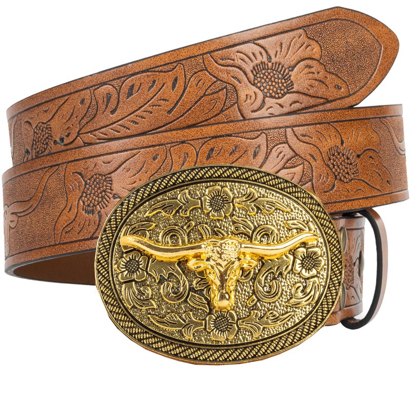Mawjom Western Cowboy Cowgirl PU Leather Ladies Belt for Jeans Dresses Pants - Image 4