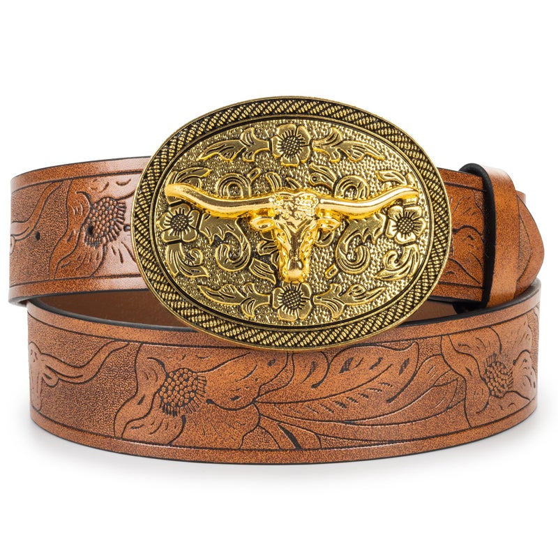 Mawjom Western Cowboy Cowgirl PU Leather Ladies Belt for Jeans Dresses Pants - Image 3