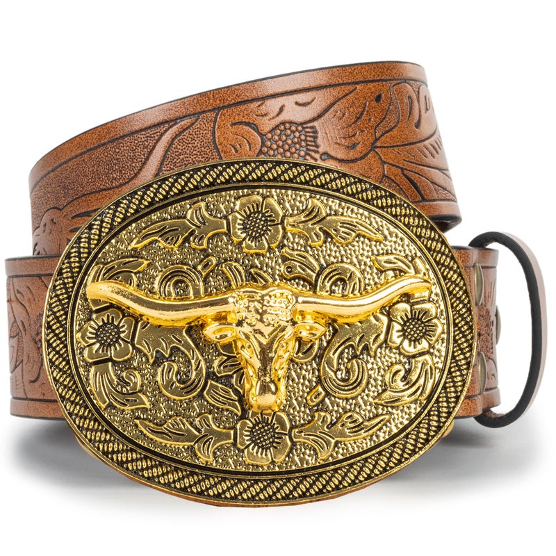 Mawjom Western Cowboy Cowgirl PU Leather Ladies Belt for Jeans Dresses Pants - Image 5