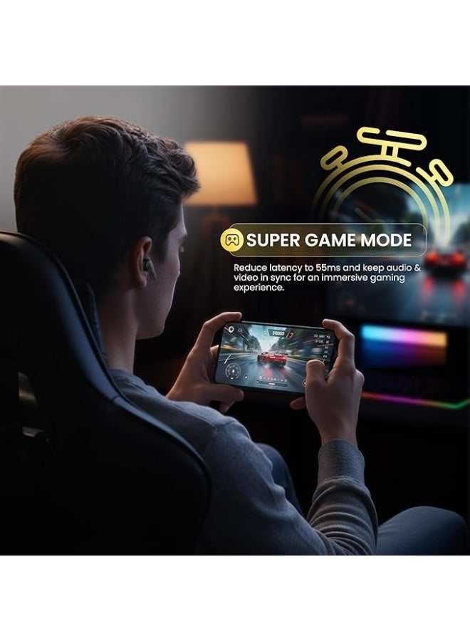 Hamzone Wireless Earbuds Bluetooth V5.4 with ENC Quad Mic, 40H Battery, Bass Sound & Type-C Fast Charging, Waterproof Earphones for Gaming, Sports & Music - Image 4