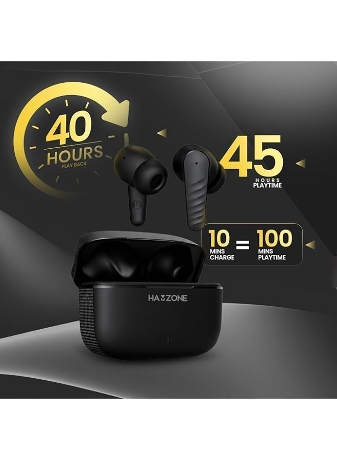 Hamzone Wireless Earbuds Bluetooth V5.4 with ENC Quad Mic, 40H Battery, Bass Sound & Type-C Fast Charging, Waterproof Earphones for Gaming, Sports & Music - Image 5