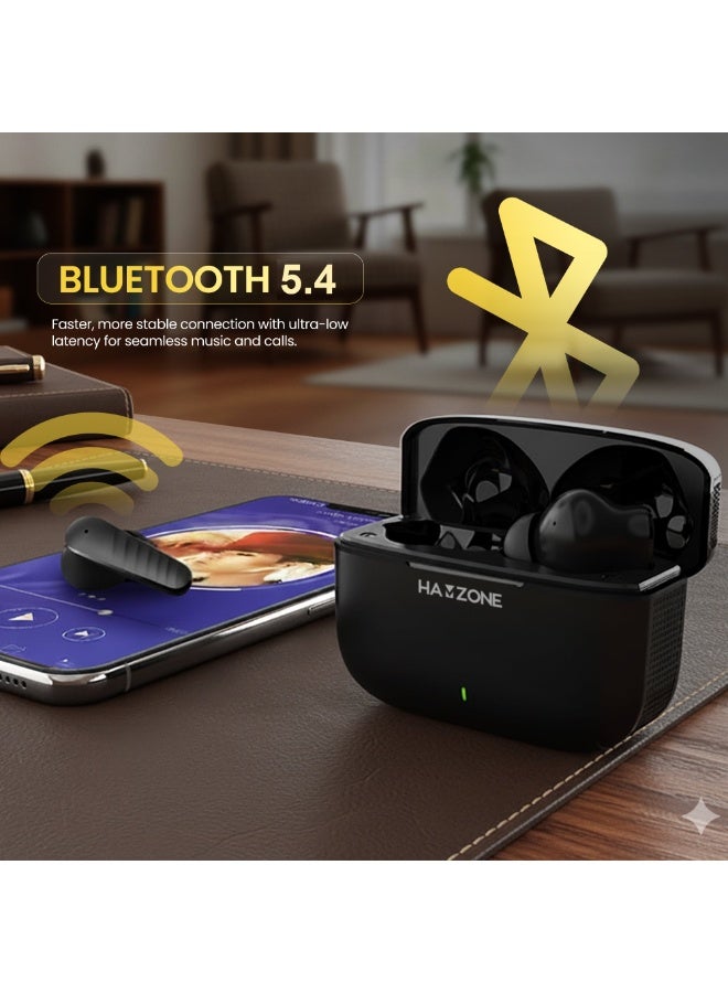 Hamzone Wireless Earbuds Bluetooth V5.4 with ENC Quad Mic, 40H Battery, Bass Sound & Type-C Fast Charging, Waterproof Earphones for Gaming, Sports & Music - Image 2