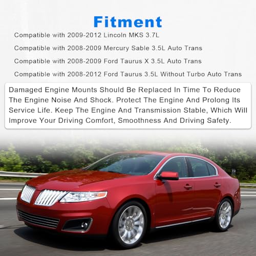 JDMON 3Pcs Engine Motor & Transmission Mount Kit Replacement for Ford Taurus 3.5L (Auto Trans) Lincoln MKS 3.7L, Mercury Sable 2008 2009 2010 2011 2012 Compatible with A5425, A5429, A5342 - Image 3
