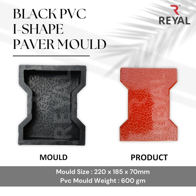 Reyal Dumbell Paver Block Mould Pack of 5 Black PVC Make in India PVC Rubber Mould Outdoor Paving Stone Maker - Image 4