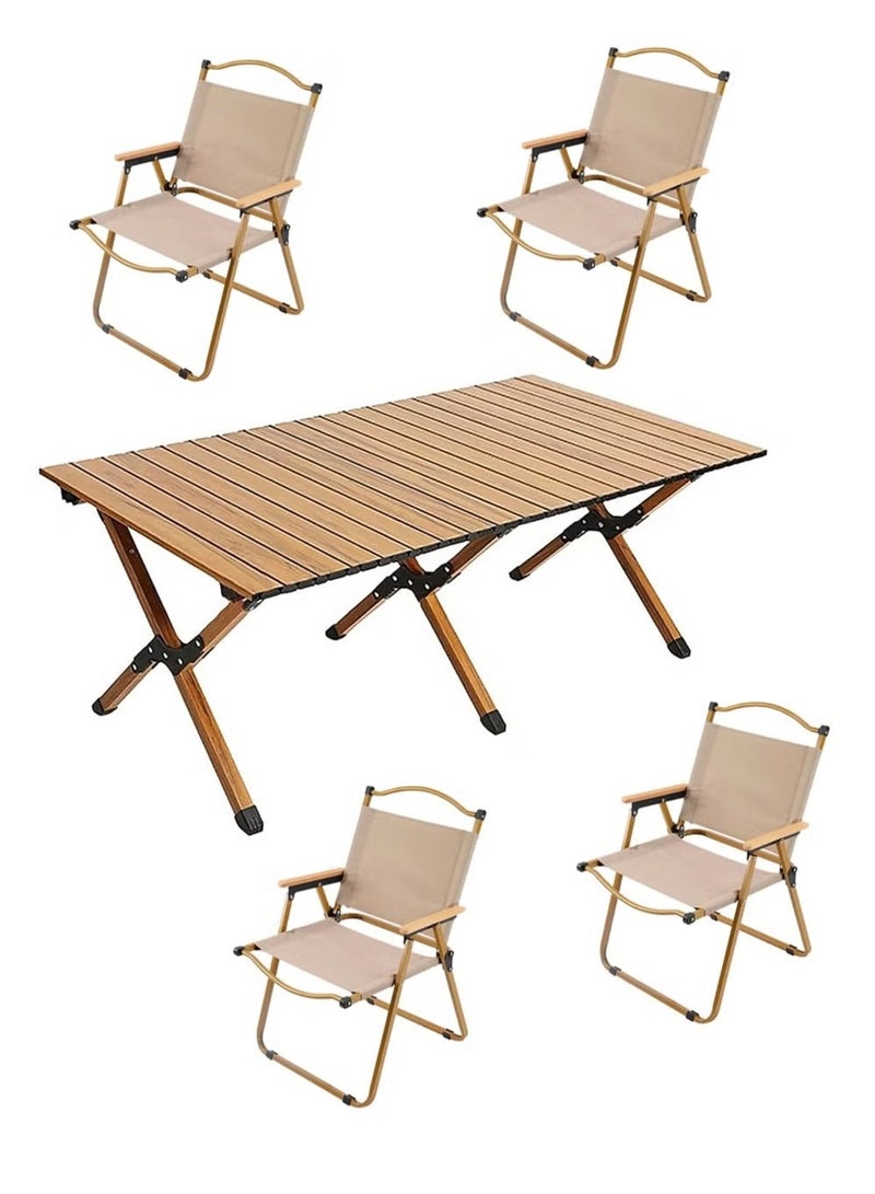 كادي ون مجموعة طاولة و4 كراسي، قابلة للطي للتخييم، ,والرحلات والنزهات والسفر والشاطيء والشواء - Image 1