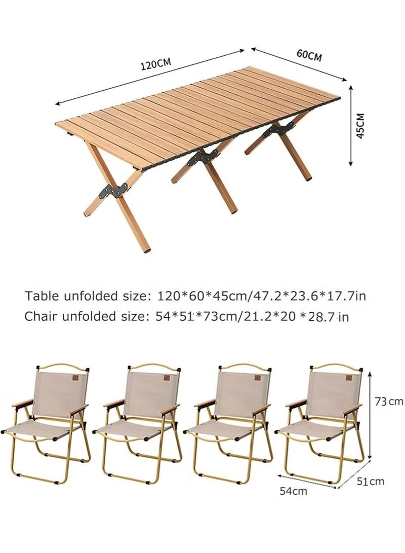 كادي ون مجموعة طاولة و4 كراسي، قابلة للطي للتخييم، ,والرحلات والنزهات والسفر والشاطيء والشواء - Image 3