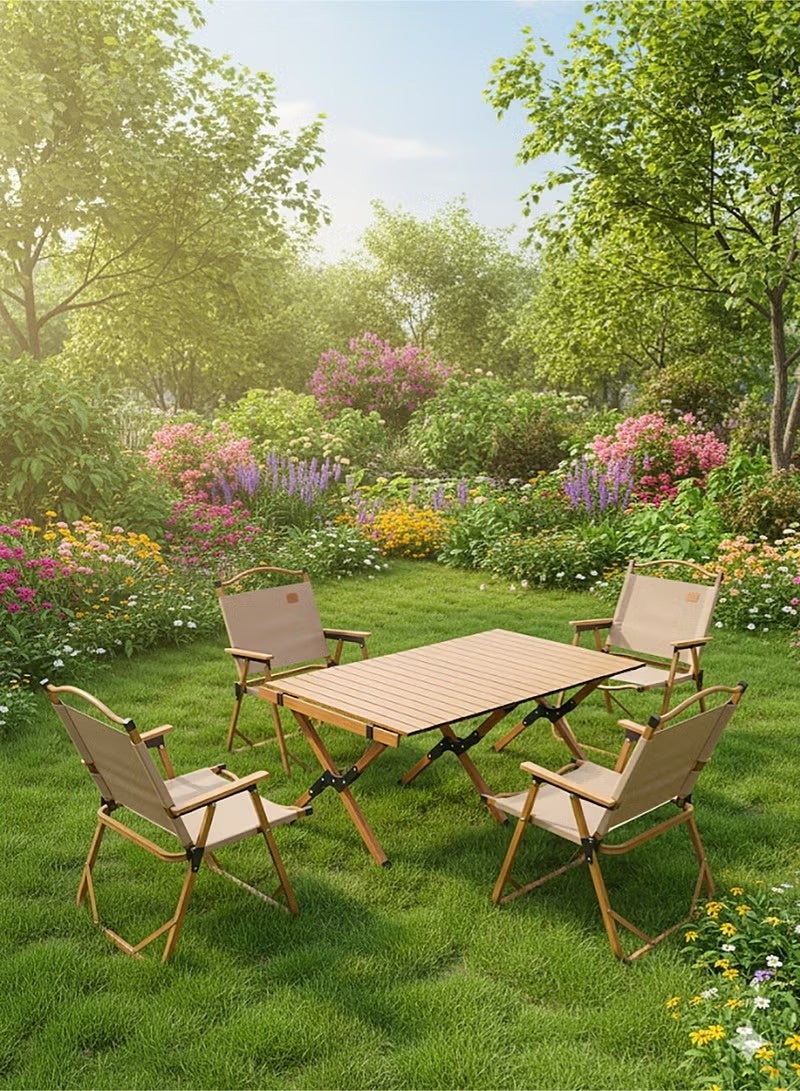 كادي ون مجموعة طاولة و4 كراسي، قابلة للطي للتخييم، ,والرحلات والنزهات والسفر والشاطيء والشواء - Image 2