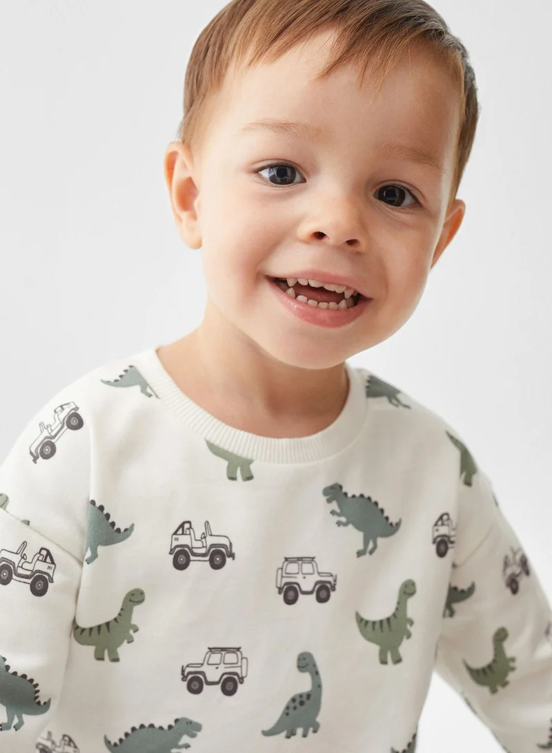 MANGO Kids Dino Print Sweatshirt