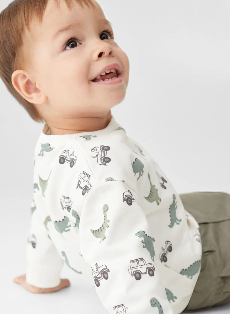 MANGO Kids Dino Print Sweatshirt