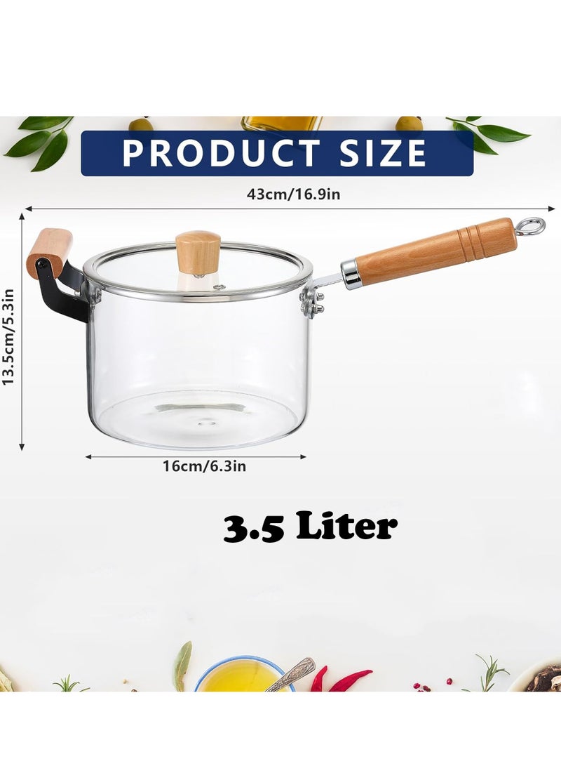 Glass Saucepan 3.5L - Heat Resistant Glass Cooking Pot, Heat-resistant Glass Stovetop with Lid Sauce Pan for Soup, Pasta, Noodle, Milk, Baby Food, Food Making - Image 2