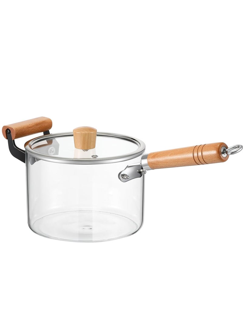 Glass Saucepan 3.5L - Heat Resistant Glass Cooking Pot, Heat-resistant Glass Stovetop with Lid Sauce Pan for Soup, Pasta, Noodle, Milk, Baby Food, Food Making - Image 1