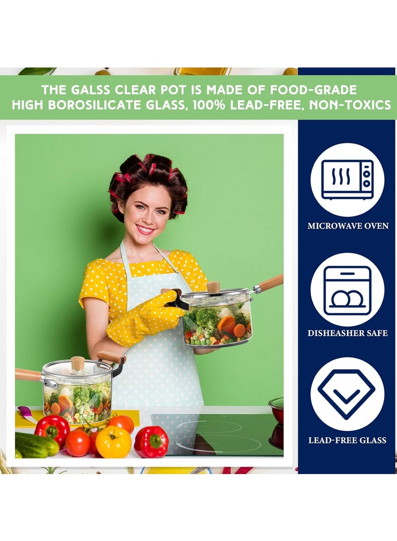 Glass Saucepan 3.5L - Heat Resistant Glass Cooking Pot, Heat-resistant Glass Stovetop with Lid Sauce Pan for Soup, Pasta, Noodle, Milk, Baby Food, Food Making - Image 4