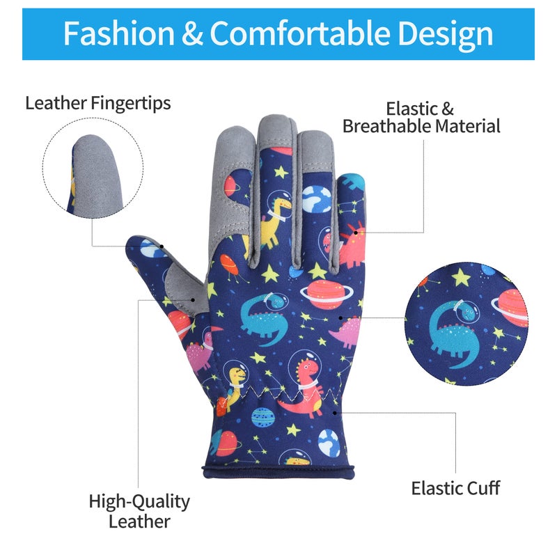 Baidast Garden Gloves for Kids, Breathable Leather Gardening Gloves for Age 3-5, Thorn Proof Working Gloves for Digging, Planting, Pruning, Small Size(Pack of 1) - Image 3