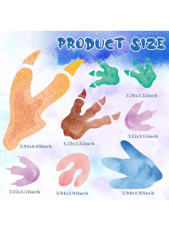 Fumete 48 Pcs Watercolor Dinosaur Footprints Floor Decals Dinosaur Tracks Wall Decals Peel and Stick Animal Footprints Stickers Removable Vinyl Wall Decal for Baby Nursery Bedroom Home Decor - Image 2