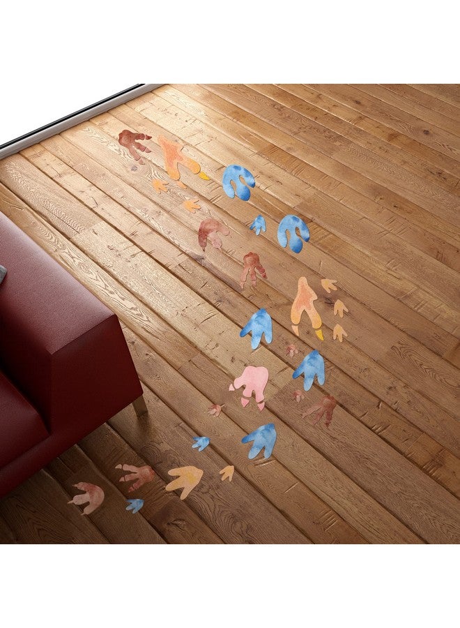 Fumete 48 Pcs Watercolor Dinosaur Footprints Floor Decals Dinosaur Tracks Wall Decals Peel and Stick Animal Footprints Stickers Removable Vinyl Wall Decal for Baby Nursery Bedroom Home Decor - Image 4