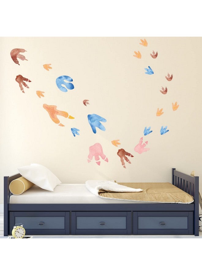 Fumete 48 Pcs Watercolor Dinosaur Footprints Floor Decals Dinosaur Tracks Wall Decals Peel and Stick Animal Footprints Stickers Removable Vinyl Wall Decal for Baby Nursery Bedroom Home Decor - Image 5