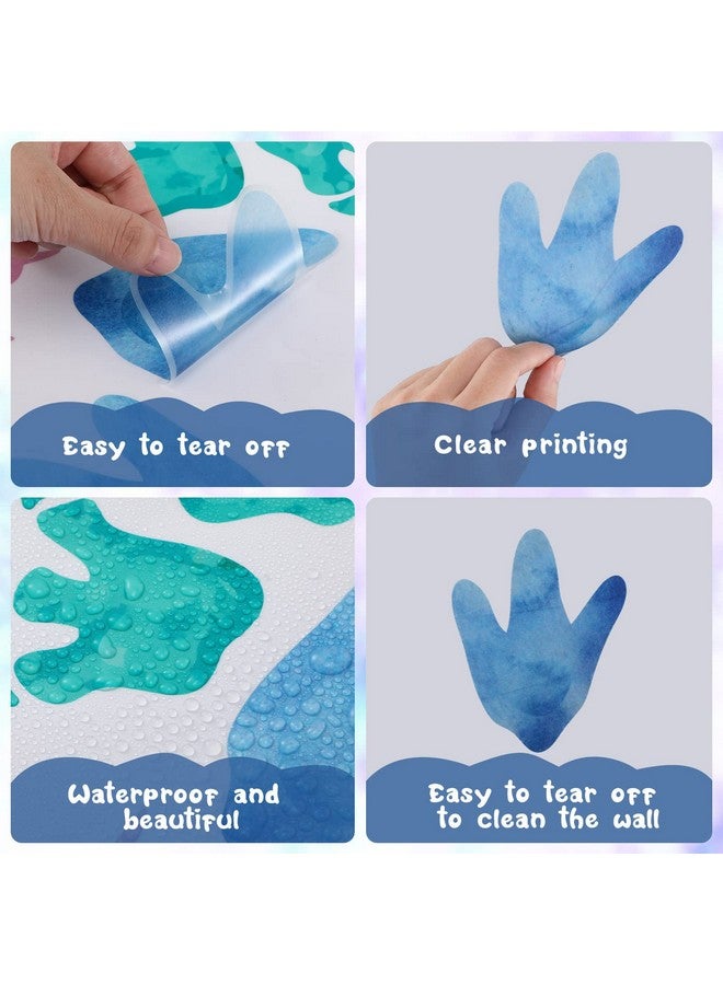 Fumete 48 Pcs Watercolor Dinosaur Footprints Floor Decals Dinosaur Tracks Wall Decals Peel and Stick Animal Footprints Stickers Removable Vinyl Wall Decal for Baby Nursery Bedroom Home Decor - Image 3