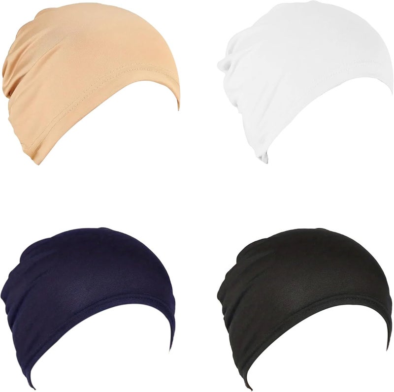 4pcs Stretchy Turban Beanie Set for Women - Assorted Colors - Image 1