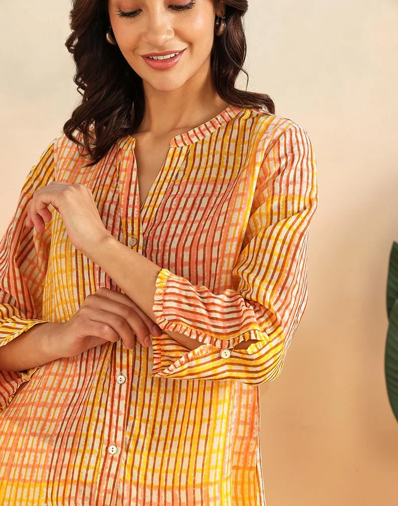 Fabindia  Yellow Rayon Blend Shirt for Women | Best Price UAE