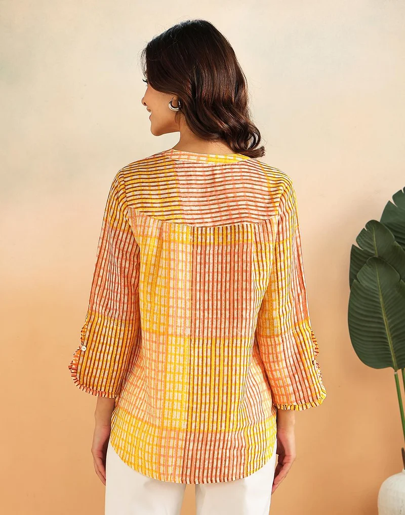 Fabindia  Yellow Rayon Blend Shirt for Women | Best Price UAE