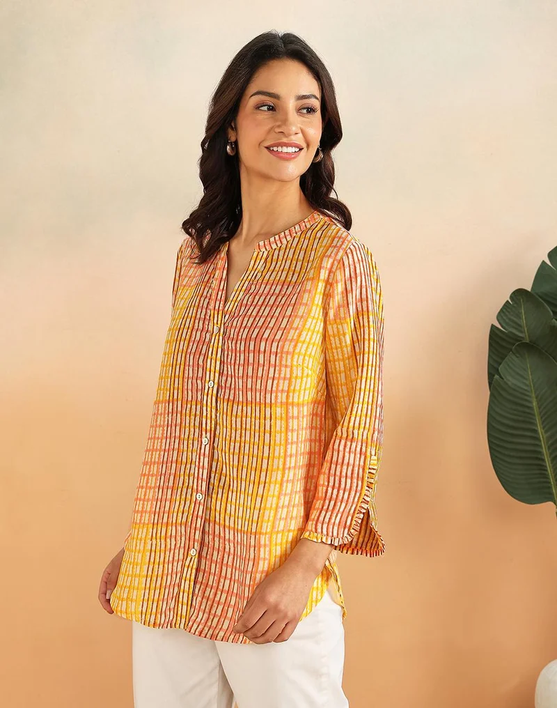 Fabindia  Yellow Rayon Blend Shirt for Women | Best Price UAE