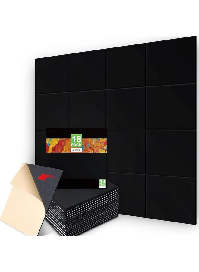 18 قطعة من الألواح الصوتية 12 × 12 × 0.4 بوصة ألواح جدارية عازلة للصوت لتزيين الجدران ألواح امتصاص الصوت ألواح عزل الصوت عالية الكثافة لوحة معالجة صوتية للاستوديو المنزلي - Image 1