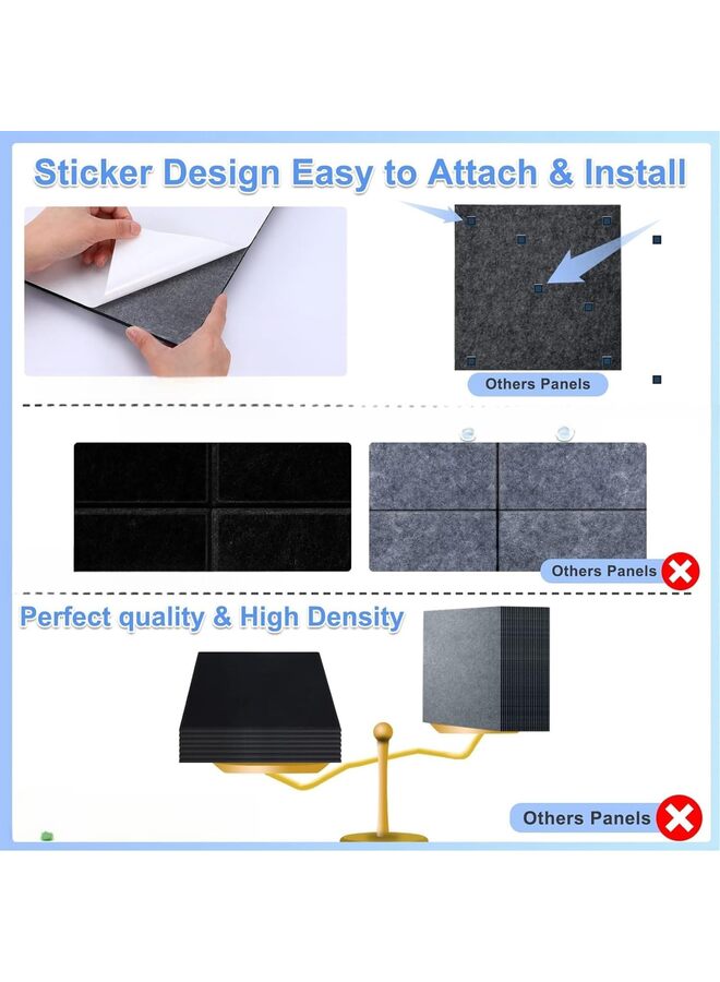 18 قطعة من الألواح الصوتية 12 × 12 × 0.4 بوصة ألواح جدارية عازلة للصوت لتزيين الجدران ألواح امتصاص الصوت ألواح عزل الصوت عالية الكثافة لوحة معالجة صوتية للاستوديو المنزلي - Image 2