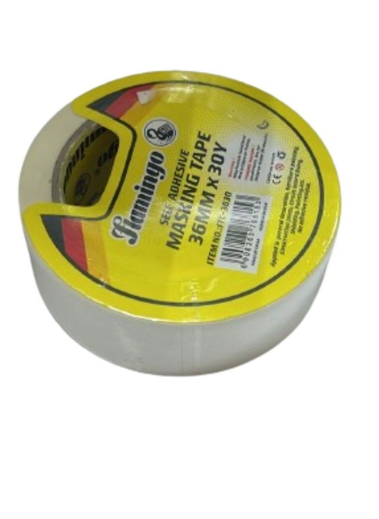 FLAMINGO - Self Adhesive Masking Tape 36MM×30Yard White - Image 1