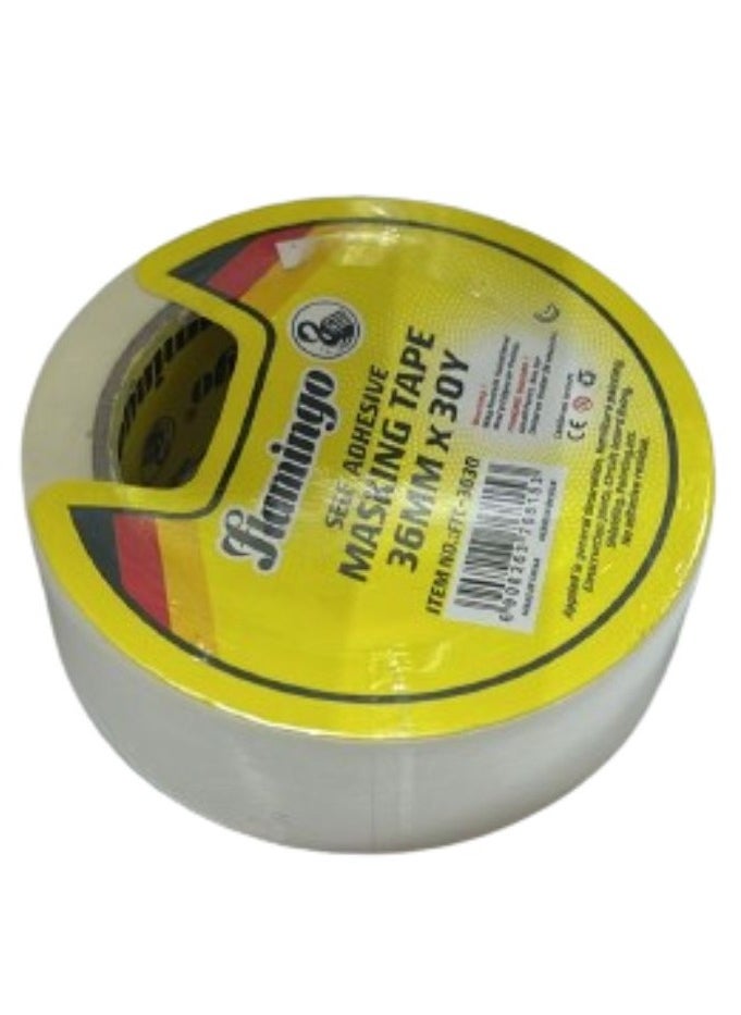 FLAMINGO - Self Adhesive Masking Tape 36MM×30Yard White - Image 1