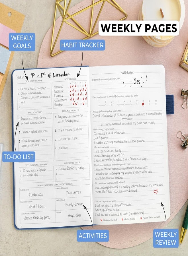 Legend Planner Daily for 3 Months - Undated Monthly Weekly & Daily Planner to Hit Goals. Organizer & Productivity Journal, A5 (Mystic Blue) - Image 4