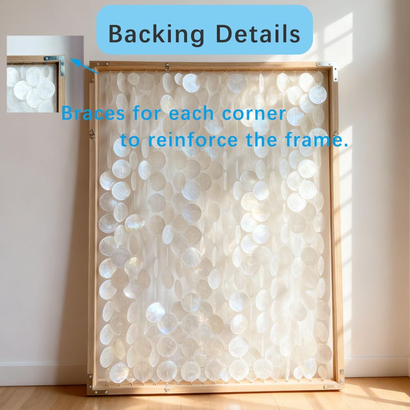 Bergamot Large Handmade 24"x32" Capiz Shell Wooden Framed Wall Art, Coastal Wall Art DÃ©cor, Minimalist White Sea Shell Wall Decor for Living Room, Bedroom, Office - Image 5