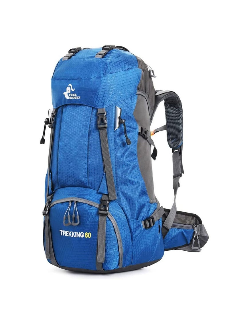 COOLBABY 60L Waterproof Lightweight Hiking Backpack Outdoor Sports Travel Backpack Suitable for Mountaineering Camping Travel Blue - Image 1