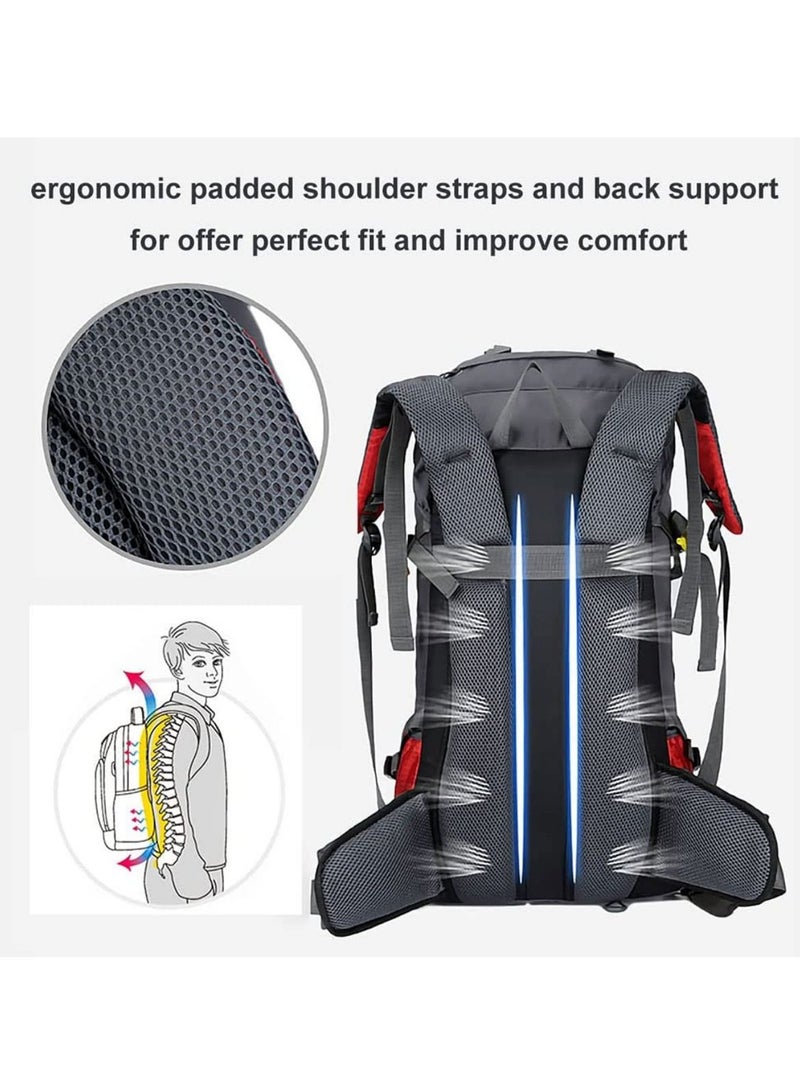 COOLBABY 60L Waterproof Lightweight Hiking Backpack Outdoor Sports Travel Backpack Suitable for Mountaineering Camping Travel Blue - Image 5