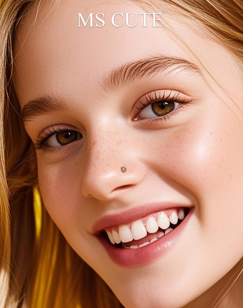 MS CUTE 2Pcs 20G Nose Studs Flat Back Silver Helix Tragus Piercing Jewelry Threadless Dainty 2MM CZ 316L Stainless Steel Nose Studs for Women Men-6MM - Image 4