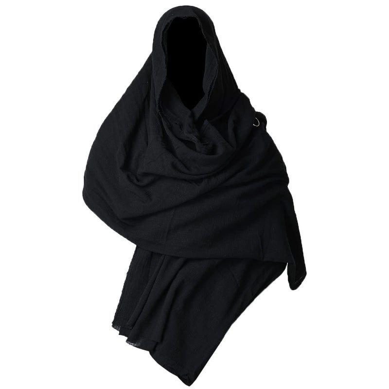 GRACEART Post Apocalyptic Shawl Hood Scarf Shaman Cowl Medieval Costume Sash Black - Image 1